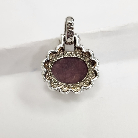 Sterling Silver Oval Rhodonite Pendant - Picture 4 of 7